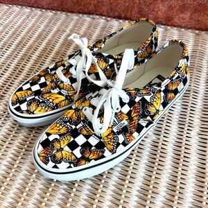 Vans Authentic lace-up sneakers checkerboard Monarch butterfly size 7.5